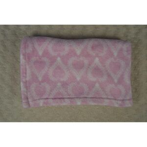 HB Hudson Baby Pink White Heart Print Baby Blanket Plush Soft